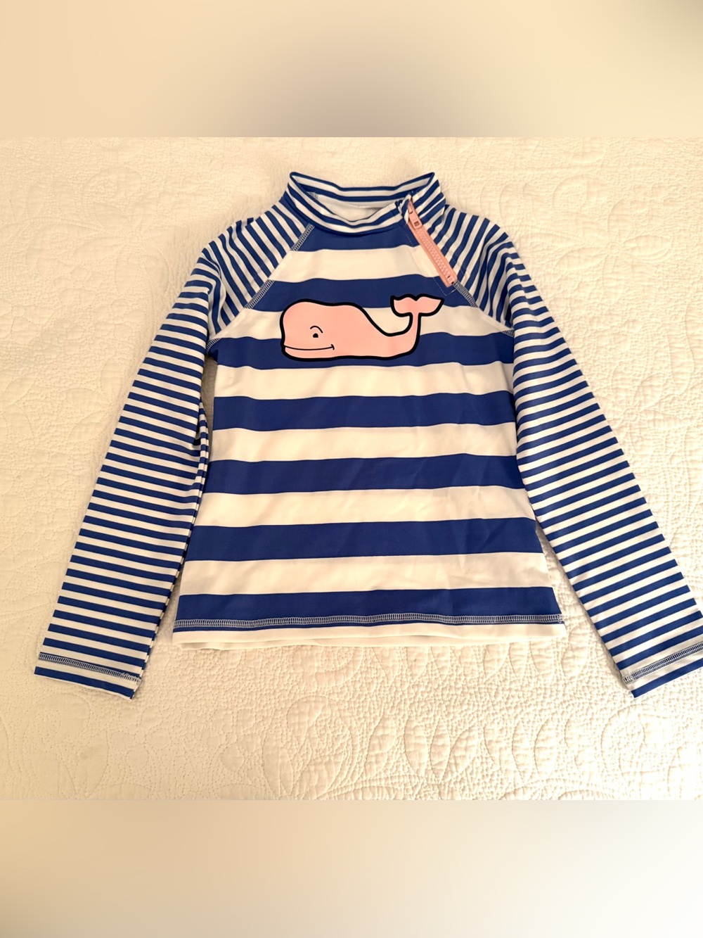 Girls Vineyard Vines Blue Striped Rash Guard swim shirt size S, 6 6x NWOT small